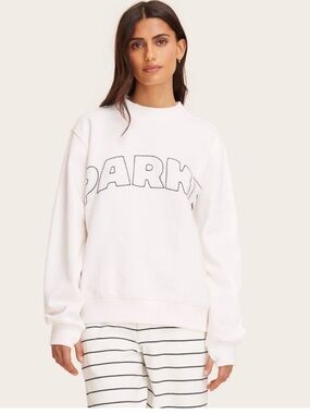 NWT Parke x Target Cream Crewneck Sweatshirt with Navy Outline Logo
